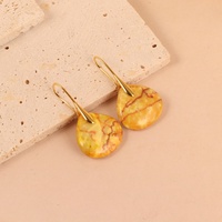 Boucles d'oreilles pendantes en jaspe impérial multicolore de style bohème, plaquées or, avec pierres naturelles, pour femmes