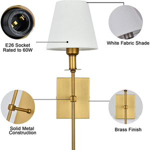 <span class=keywords><strong>Applique</strong></span> Murale Industrielle Décorative Dorée en Fer Forgé, Lumière Blanche Chaude, Ampoules Incandescentes E26, pour Maison et Bureau, Certifiée ETL - Product Image 4