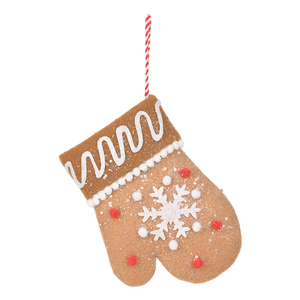 Brown Gingerbread Mitten Ornament <b>Glitter</b> Fabric Pendant for Christmas Tree Stocking Garland Holiday Wholesale - Product Image 1