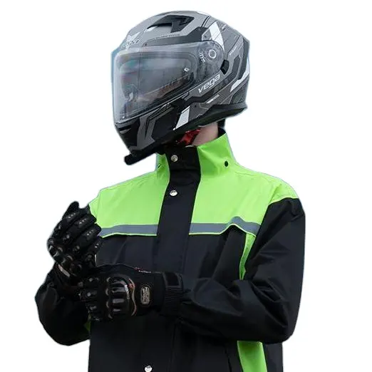 Imperméable à corps long style moto pour homme Pantalon de pluie coupe-vent à séchage rapide en nylon et cuir pour les cyclistes à emporter
