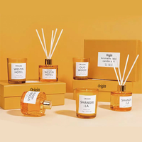 Bougie parfumée de luxe personnalisée coffret cadeau marque privée emballage d'aromathérapie avec pour diffuseur de roseaux et désodorisants jaune