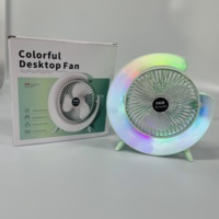 Ventilateur de bureau silencieux rechargeable, alimenté par USB, ventilateur électrique portable, 3 vitesses avec lumière colorée pour la maison