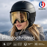 Lunettes de ski photochromiques avec protection UV400, magnétiques, pour sports de neige, lunettes de soleil polarisées pour snowboard, logo personnalisé