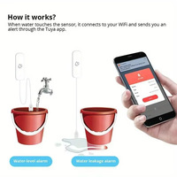 Capteur de niveau d'immersion d'eau intelligent WiFi Tuya pour cuisine et salle de bain avec détection de fuite et alarme de débordement