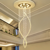 Lustre moderne minimaliste pour hall de villa de luxe, salon, escalier duplex, double hélice, LED, cristal