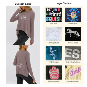 Alta calidad 100% Pima algodón verano 2024 superventas personalizado impreso y bordado Casual manga larga suelta mujer camiseta - Product Image 3