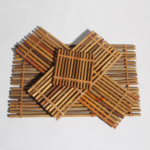 Tapis à thé en bambou rectangulaire fait à la main, isolation thermique pour cérémonie du thé, porte-tasse, support pour théière, style simple - Product Image 1