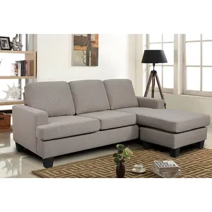 Sofá seccional ecksofa gris oscuro hecho a medida en forma de L sofá de tela sofá de esquina sofá marrón conjunto de muebles con otomana