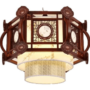 Lámpara colgante LED cuadrada de estilo chino para sala de estar, comedor, decoración del hogar, E27, con múltiples cabezales - Product Image 4