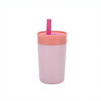 Gobelet isotherme en acier inoxydable à double paroi pour enfants, 12 oz, anti-fuite, écologique, avec paille