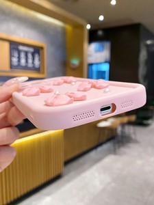 Nouvelle <span class=keywords><strong>coque</strong></span> <span class=keywords><strong>de</strong></span> <span class=keywords><strong>téléphone</strong></span> 3D rose avec nœud et perles pour <span class=keywords><strong>iPhone</strong></span> 16 17 Pro Max 14 13 12 11, couleur bonbon, pailletée, givrée, avec dos en échelle - Product Image 4