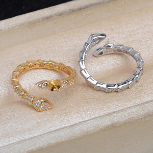 Anillo Abierto de Plata S925 con Diseño de Serpiente, Accesorios DIY, Año de la Serpiente 5809, Anillo Abierto de 7-10 mm para Perlas, Accesorios de Moda - Product Image 3