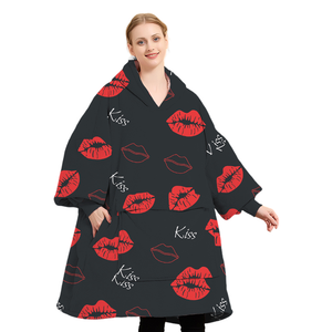 Couverture à capuche personnalisée en usine Taille unique en peluche Sherpa Couverture portable confortable pour femmes <span class=keywords><strong>et</strong></span> hommes - Product Image 2