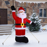Vente en gros transfrontalière : Figurine gonflable de Père Noël agitant le bras de 2,4 m, décorations de Noël lumineuses pour le jardin