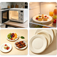 Assiette Ronde Jetable en Pulpe de Canne à Sucre Biodégradable, Vaisselle de Qualité Alimentaire pour Pique-nique, Fête, Barbecue, Dessert, Vente en Gros