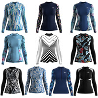 Rashguard UPF50+ pour femme, manches longues, coupe ajustée, séchage rapide, anti-rétrécissement, idéal pour le surf et la plongée