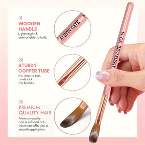 Lot de 3 pinceaux à liner pour ongles en acrylique, tailles 8, 10, 14, manche en plastique rose, poils Kolinsky, pour la peinture française, usage professionnel - Product Image 3