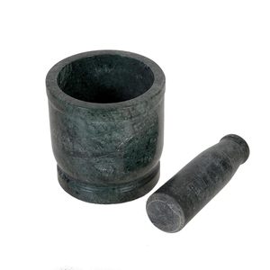 Mortier et pilon en marbre vert robuste de 4 pouces pour broyer épices, herbes, graines, ail, pâte de pesto – Outil de cuisine naturel - Product Image 5