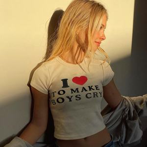 OUDINA Venta al por mayor Casual Tops Cinturón <span class=keywords><strong>Hombreras</strong></span> <span class=keywords><strong>Camiseta</strong></span> de manga corta Blanco liso Mujeres Crop T Shirt - Product Image 3