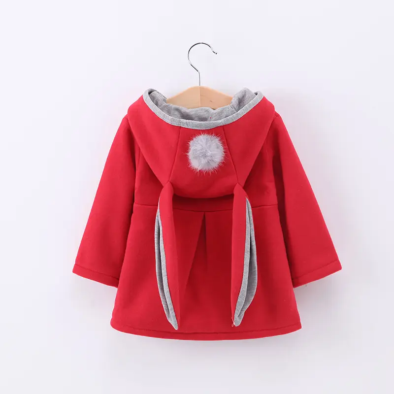 Girls hooded coat 2018 spring autumn winter new kids cute cotton rabbit ears children clothing outwear