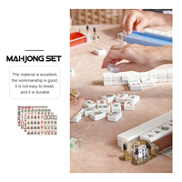 Jeu de Mahjong en plastique de luxe personnalisé, qualité casino professionnelle, logo personnalisé, vert et blanc, taille personnalisée, design de jeu de société américain