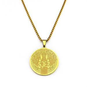 Nuevo Colgante <span class=keywords><strong>de</strong></span> Acero Inoxidable Tallado por Ambos Lados con Formas Geométricas, Collar <span class=keywords><strong>de</strong></span> Acero Titanio para Parejas, Hombre y Mujer - Product Image 6