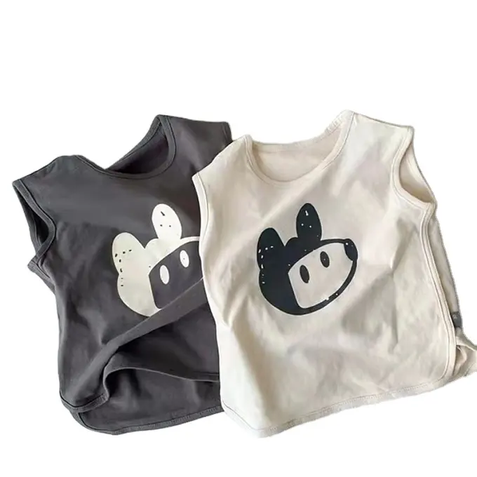 قمصان صيفية للبنات والأولاد على شكل فأر من القطن بلا أكمام برسوم كرتونية قمصان ناعمة لطيفة للأطفال الرضع تُباع بالجملة