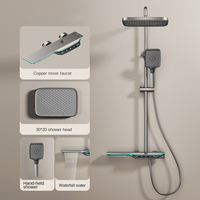 Système de douche pluie moderne en laiton avec touches de piano, affichage numérique LED, thermostatique, mural, pour salle de bain