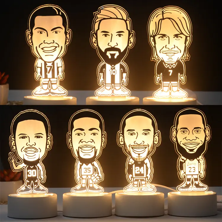 Luminária led para futebol e basquete, estrelas, james, messi, cristiano, ronaldo, para decoração de estrelas