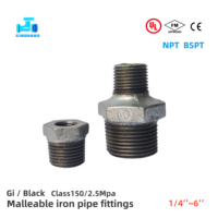 FM UL Meilleure vente Raccord de tuyauterie en fonte malléable galvanisé 3/4 pouce, Raccord hexagonal réducteur, Manchon, Coude, Croix, Bouchon pour eau et gaz