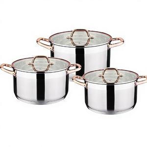 Hot Selling 6pcs Classic Eco-Friendly Stainless Steel Soup <b>Pot</b> <b>Set</b> with Glass Lid for Gas & Induction Cookers - Product Image 2