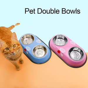 Qbellpet üreticileri toptan renkli sevimli baskı özelleştirilebilir lüks kişiselleştirilmiş Pet paslanmaz çelik köpek çift yiyecek kasesi - Product Image 6