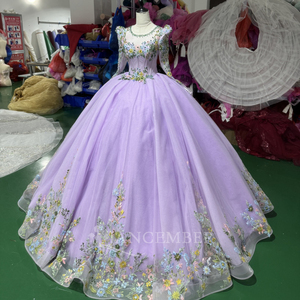 ชุดราตรีสีม่วง Xs250 ปักลายลูกไม้ผูกเชือกด้านหลังแบบคีย์โฮล ชุดเดรสผู้หญิงปรับแต่งได้ Jancember - Product Image 4