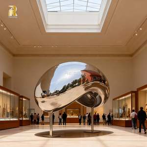RELONG Célèbre <span class=keywords><strong>sculpture</strong></span> de porte nuage en acier inoxydable polie miroir personnalisée pour la décoration de places publiques - Product Image 6