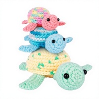 Kit de crochet DIY Famille de tortues (lot de 3) pour débutants – Ensemble complet avec fils, crochets et tutoriels vidéo étape par étape – Cadeau d'anniversaire