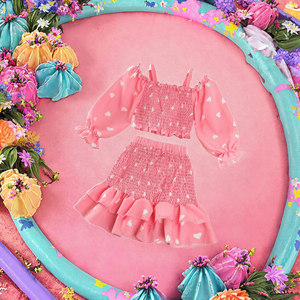 Completo Casual Estivo Primaverile per Bambine, Nuovo Set Alla Moda con Gonna a Maniche Lunghe con Volant e Pantaloncini in Cotone - Product Image 2