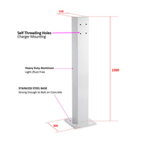 L2 Socle universel Pilier de poteau sur pied 59 ''4FT Base en acier inoxydable Poteau en aluminium Chargeur EV Socle Daul EVSE