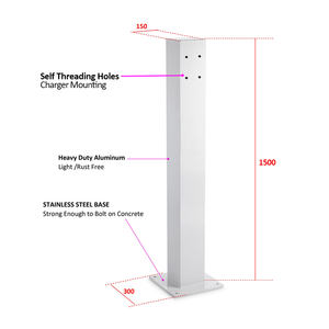 L2 Socle universel Pilier de poteau sur pied 59 ''4FT Base en acier inoxydable Poteau en aluminium Chargeur EV Socle Daul EVSE - Product Image 5