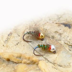OEM 10cm 6 #   <span class=keywords><strong>Mouche</strong></span> de pêche à la truite sans ardillon CDC-Midge Nymph, <span class=keywords><strong>mouche</strong></span> sèche avec tête perlée or/argent et hameçon à anneau sans ardillon - Product Image 3