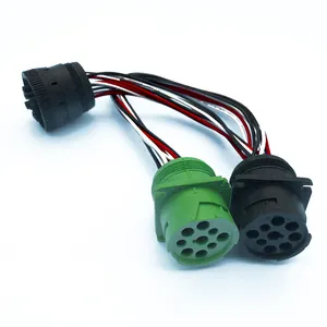 Green And Black J1939 9 Pin Deutsch Connector Splitter Y Cable truck diagnostic cable