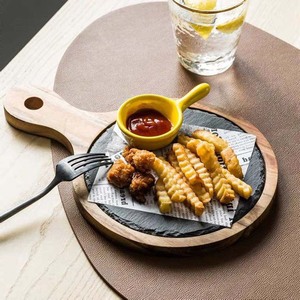 Planches à steak en <span class=keywords><strong>ardoise</strong></span> noire Bamboo pour hôtels, assiettes à pâtes occidentales, vaisselle de <span class=keywords><strong>cuisine</strong></span>, plat de dîner, plateau de service pour viande et fruits - Product Image 6