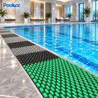 Grille de drainage flexible Poolux 18-40cm en ABS/PP, canaux de trop-plein courbes, grille à dents de scie antidérapante pour piscine