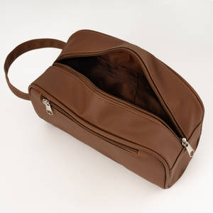 Bolsa de Aseo de Cuero PU Personalizada con Logotipo Empresarial, Portátil, para Hombre y Mujer, para Almacenamiento, Informal, Impermeable, con Asa - Product Image 4