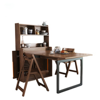 Meuble de rangement moderne, buffet extensible, design en bois de noyer, table à manger pliante avec chaises
