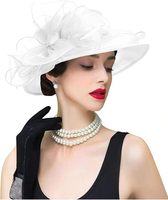 Sombrero Cloche de Organza para Mujer, Estilo Derby, para Fiestas de Té, Bodas, Verano y Playa
