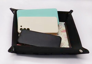 Cá nhân có thể gập lại lưu trữ Organizer Key Mens Wallet trang sức da khay thăng hoa trống PU da Valet khay - Product Image 5