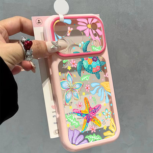 <span class=keywords><strong>Cover</strong></span> Minimalista <span class=keywords><strong>per</strong></span> iPhone 18 17 16 15 14 Pro Max con Tartaruga e Stella Marina, Bordo Colorato e Retro Trasparente - Product Image 6