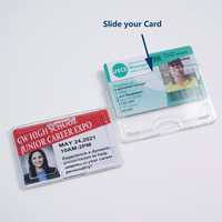Porte-badge d'identification rigide horizontal en plastique transparent super durable avec fente latérale pour cartes, lanières incluses, vente en gros usine