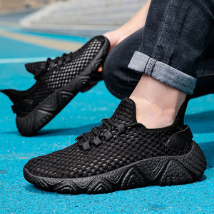 Chaussures de marche pour hommes en maille à semelle épaisse perforée, bout rond, à lacets, respirantes, semelle extérieure en caoutchouc, toutes saisons, baskets décontractées, vente en gros - Product Image 2