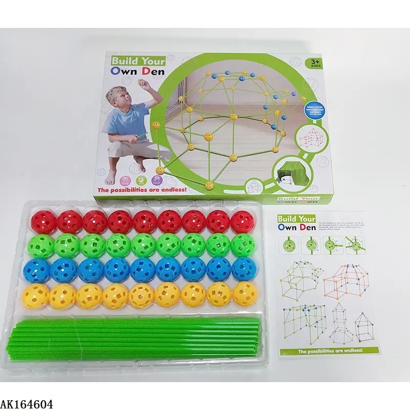 Mainan Game Konstruksi Blok Bangunan Pendidikan DIY Bead Tent Fort Building Kit untuk Anak-anak